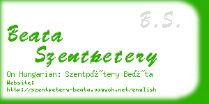 beata szentpetery business card